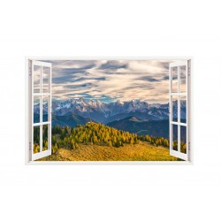 Sticker decorativ, Fereastra 3D, Munte, 85 cm, 258STK