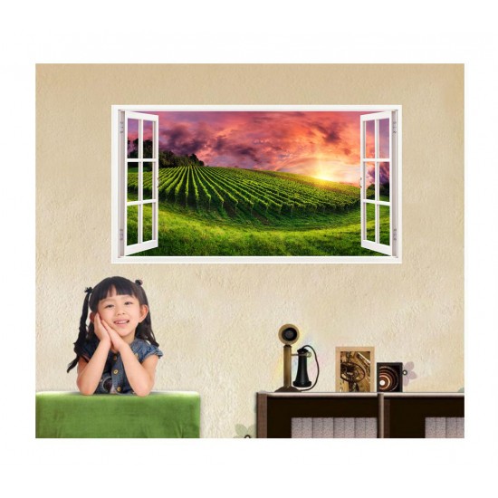 Sticker decorativ, Fereastra 3D, Natura, 85 cm, 334STK