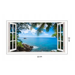 Sticker decorativ, Fereastra 3D, Ocean, 85 cm, 181STK
