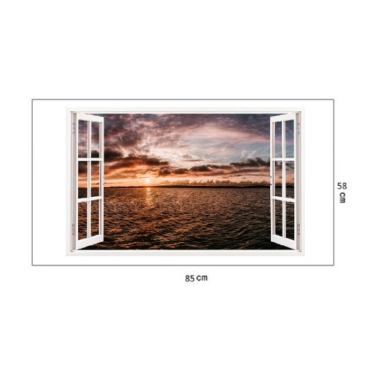 Sticker decorativ, Fereastra 3D, Ocean, 85 cm, 335STK
