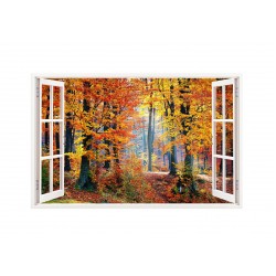 Sticker decorativ, Fereastra 3D, Padure, 85 cm, 253STK