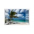 Sticker decorativ, Fereastra 3D, Plaja, 85 cm, 174STK