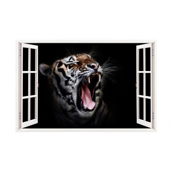 Sticker decorativ, Fereastra 3D, Tigru, 85 cm, 276STK Sticker decorativ, Fereastra 3D, Tigru, 85 cm, 276STK