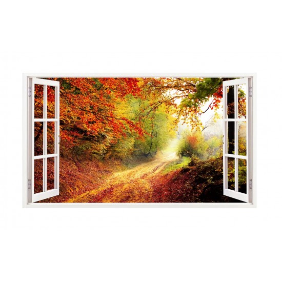 Sticker decorativ, Fereastra 3D, Toamna, 85 cm, 213STK Sticker decorativ, Fereastra 3D, Toamna, 85 cm, 213STK