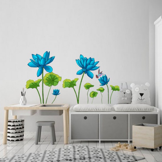 Sticker decorativ, Flori albastre, 150 cm, 396STK