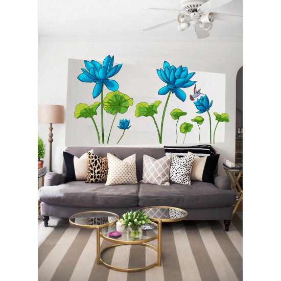Sticker decorativ, Flori albastre, 150 cm, 396STK