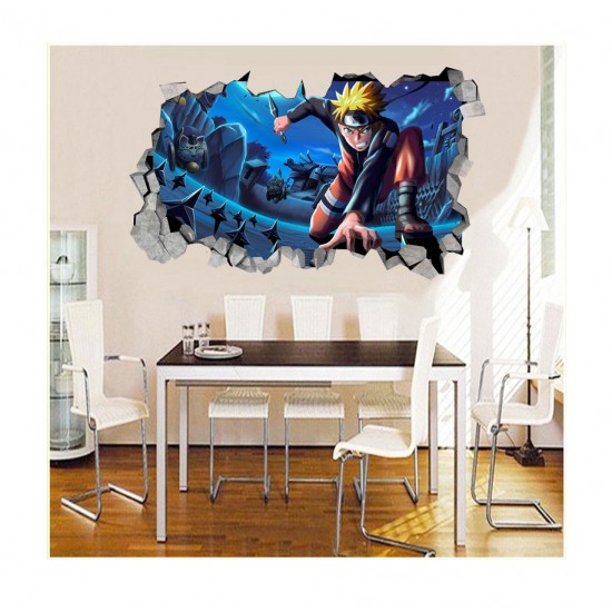 Sticker decorativ, Gaura in perete 3D, Anime, 85 cm, 341STK