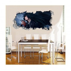 Sticker decorativ, Gaura in perete 3D, Anime, 85 cm, 342STK