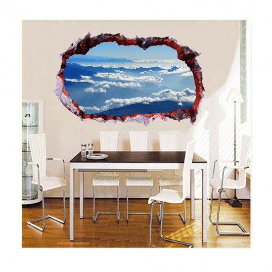 Sticker decorativ, Gaura in perete 3D, Cer, 85 cm, 339STK-1 Sticker decorativ, Gaura in perete 3D, Cer, 85 cm, 339STK-1