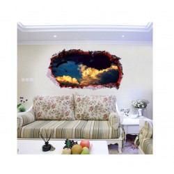 Sticker decorativ, Gaura in perete 3D, Cer, 85 cm, 410STK-1 Sticker decorativ, Gaura in perete 3D, Cer, 85 cm, 410STK-1