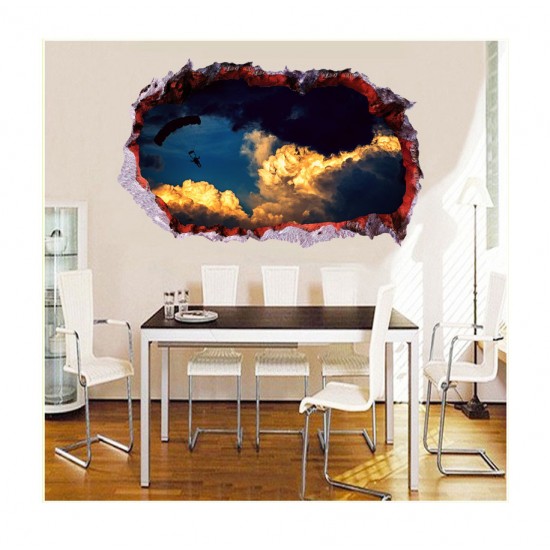Sticker decorativ, Gaura in perete 3D, Cer, 85 cm, 410STK-1 Sticker decorativ, Gaura in perete 3D, Cer, 85 cm, 410STK-1