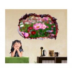 Sticker decorativ, Gaura in perete 3D, Flori, 85 cm, 333STK-1 Sticker decorativ, Gaura in perete 3D, Flori, 85 cm, 333STK-1