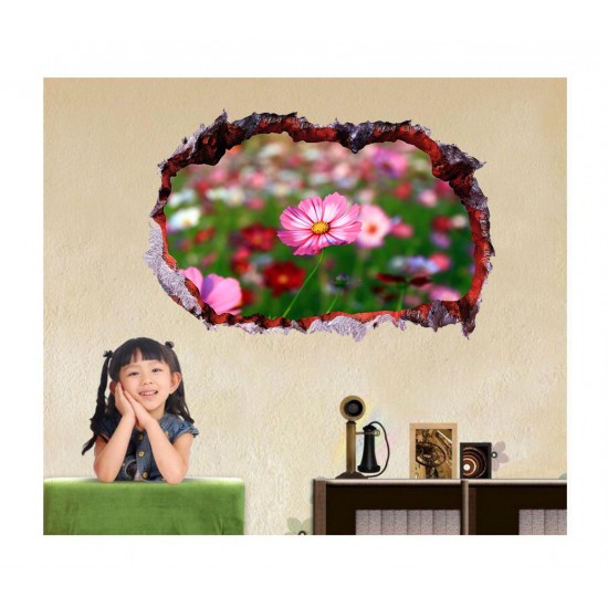 Sticker decorativ, Gaura in perete 3D, Flori, 85 cm, 333STK-1 Sticker decorativ, Gaura in perete 3D, Flori, 85 cm, 333STK-1