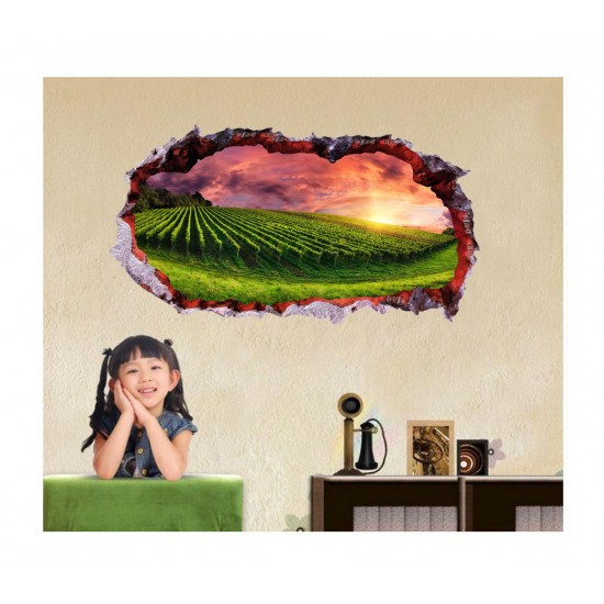 Sticker decorativ, Gaura in perete 3D, Natura, 85 cm, 334STK-1