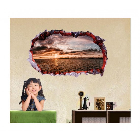 Sticker decorativ, Gaura in perete 3D, Ocean, 85 cm, 335STK-1 Sticker decorativ, Gaura in perete 3D, Ocean, 85 cm, 335STK-1