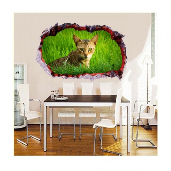 Sticker decorativ, Gaura in perete 3D, Pisica, 85 cm, 408STK Sticker decorativ, Gaura in perete 3D, Pisica, 85 cm, 408STK