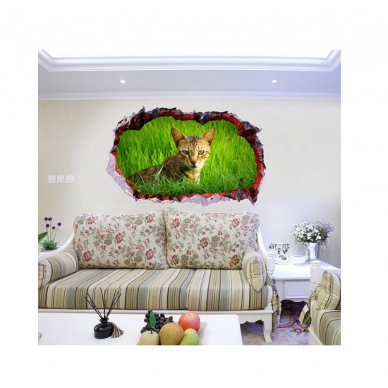 Sticker decorativ, Gaura in perete 3D, Pisica, 85 cm, 408STK Sticker decorativ, Gaura in perete 3D, Pisica, 85 cm, 408STK