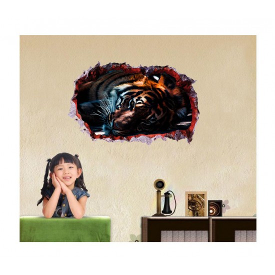 Sticker decorativ, Gaura in perete 3D, Tigru, 85 cm, 393STK Sticker decorativ, Gaura in perete 3D, Tigru, 85 cm, 393STK