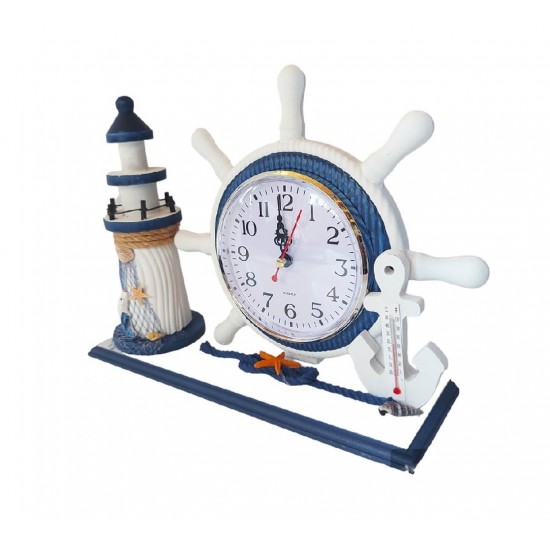 Ceas decorativ, Timona cu far, Albastru, 26 cm, K919A Ceas decorativ, Timona cu far, Albastru, 26 cm, K919A