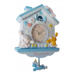 Ceas de perete cu pendul  in forma de Casuta pentru copii, Albastru, 30 cm, MHT620