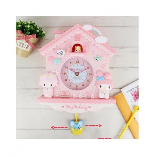 Ceas de perete cu pendul in forma de Casuta pentru copii, Roz, 30 cm, MHT620-2 Ceas de perete cu pendul in forma de Casuta pentru copii, Roz, 30 cm, MHT620-2