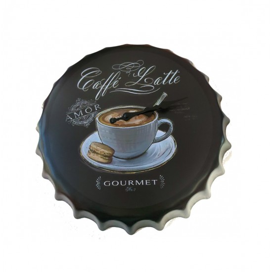 Ceas de perete in forma de capac de bere, Coffe latte, Metal, 40 cm, 540925X Ceas de perete in forma de capac de bere, Coffe latte, Metal, 40 cm, 540925X