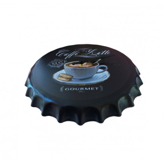Ceas de perete in forma de capac de bere, Coffe latte, Metal, 40 cm, 540925X Ceas de perete in forma de capac de bere, Coffe latte, Metal, 40 cm, 540925X