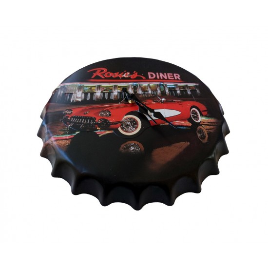 Ceas de perete in forma de capac de bere, Rosies Diner, Metal, 40 cm,  540922X