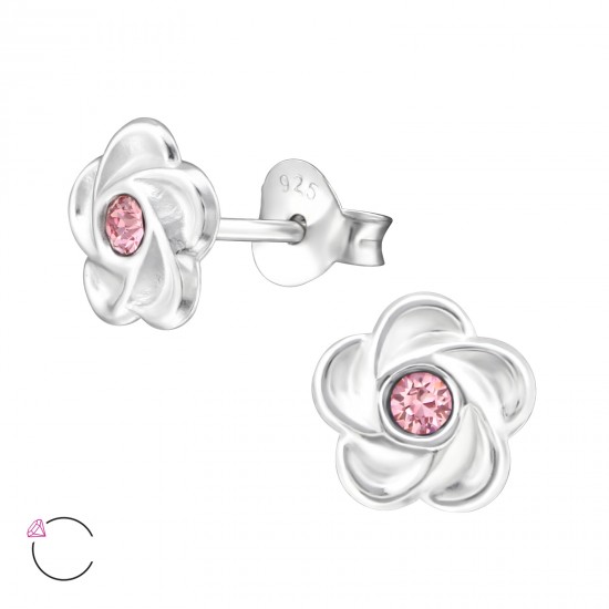 Cercei argint, Floare  cu cristale Swarovski Light Rose, A4S32771-2