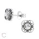 Cercei argint, Floare de la Bali cu cristale Swarovski White, A4S30073-1