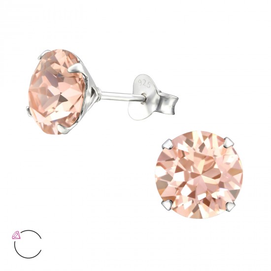Cercei argint, Runda cu cristale Swarovski Vintage Rose, A4S29477