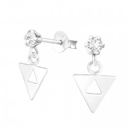 Cercei argint, Triunghi cu cristale Swarovski White, A4S37642