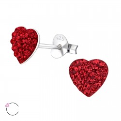 Cercei argint, in forma de inima cu cristale Swarovski Light Siam, A4S24693 Cercei argint, in forma de inima cu cristale Swarovski Light Siam, A4S24693