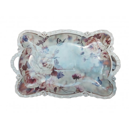 Fructiera platou cu flori, Roz, 42 cm, MK107