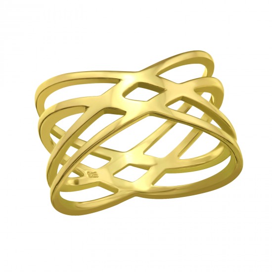 Inel argint placat cu aur 18K,  Impletit, Marimea 49, A4S39500