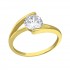 Inel argint placat cu aur 18K,  Solitaire cu cristale Zirconiu, Marimea 57, A4S38315