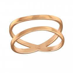 Inel argint placat cu aur roz 14K,  Incrucisat, Marimea 59, A4S39506