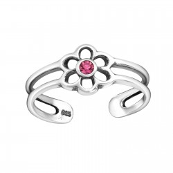 Inel de picior argint,  Floare, Reglabil, Rose, A4S17345