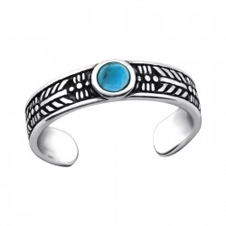 Inel de picior argint,  Rotund, Blue Turquoise Reglabil, A4S27897