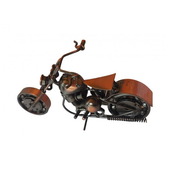 Motocicleta decorativa, Din metal, Maro, 16 cm, 356-9D