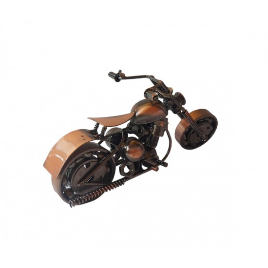 Motocicleta decorativa, Din metal, Maro, 20 cm, 356MD1