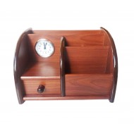 Ornament de birou cu ceas din lemn, Maro, 20 cm, 3560DX Ornament de birou cu ceas din lemn, Maro, 20 cm, 3560DX