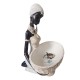 Ornament decorativ, Africana cu suport pentru bijuterii, Alb, 24 cm, 222301S