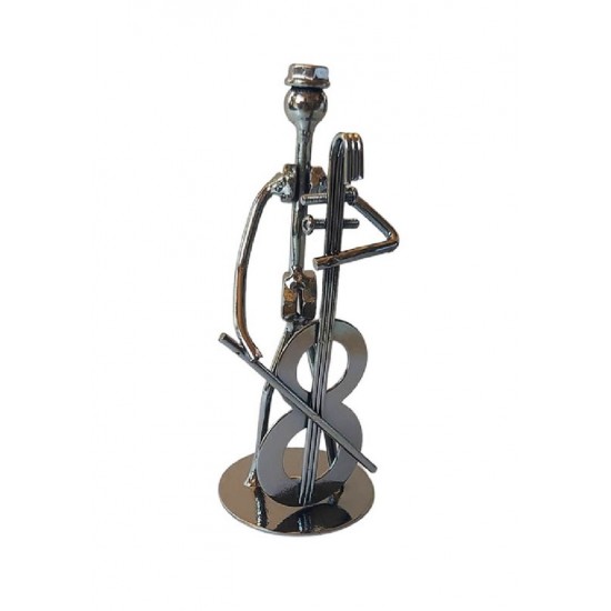 Ornament decorativ, Muzicant din metal, Nergu, 13 cm, 356XD