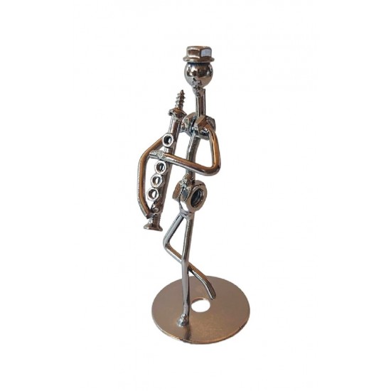 Ornament decorativ, Muzicant din metal, Nergu, 13 cm, 356XD