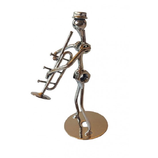 Ornament decorativ, Muzicant din metal, Nergu, 13 cm, 356XD-5 Ornament decorativ, Muzicant din metal, Nergu, 13 cm, 356XD-5