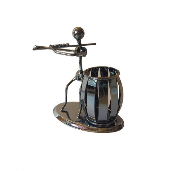 Ornament decorativ, Muzicant din metal cu suport de pixuri, Nergu, 15 cm, 356-26DD