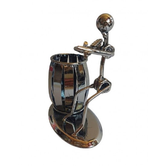 Ornament decorativ, Muzicant din metal cu suport de pixuri, Nergu, 15 cm, 356-26DD