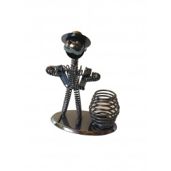 Ornament decorativ, Muzicant din metal cu suport de pixuri, Nergu, 18 cm, 356-5DX