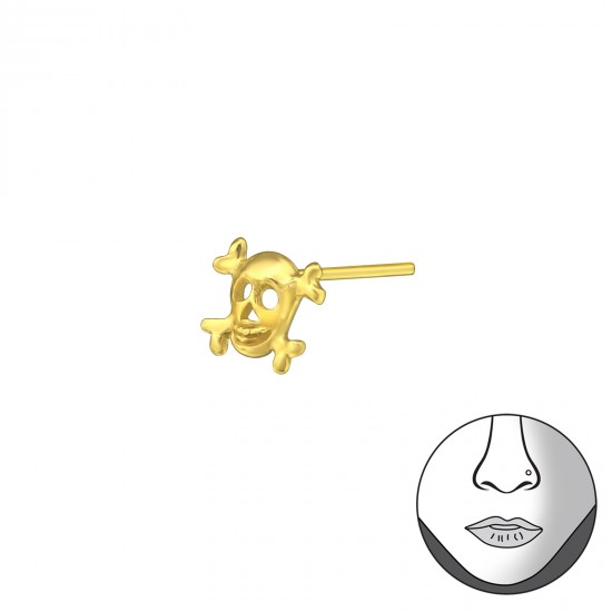 Piercing nas Argint placat cu aur 18K, Craniu, A4S33471 Piercing nas Argint placat cu aur 18K, Craniu, A4S33471